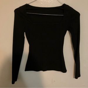 Sold - Black fitted square neck long sleeve